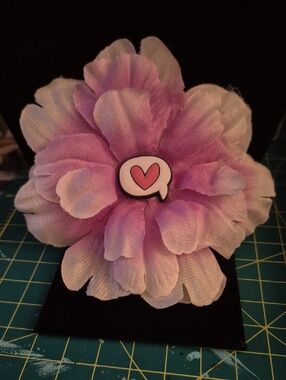 5' Pastel Purple Ombre Flower Hair Pin Heart Charm Handmade Woman Girls